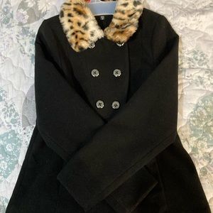 GEORGE Girls 14 Black/CheetahWinter Coat